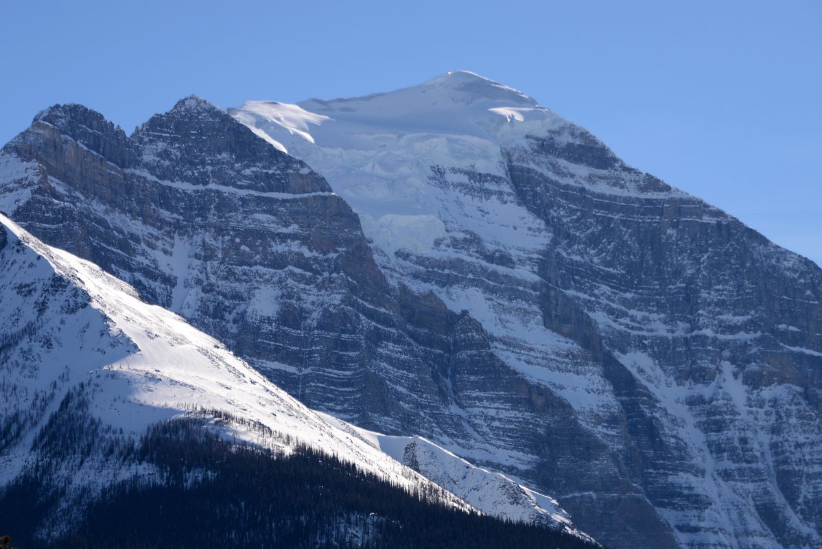 13B Mount Temple North Face Close Up Afternoon From Trans Canada Highway Driving Between Banff And Lake Louise in Winter